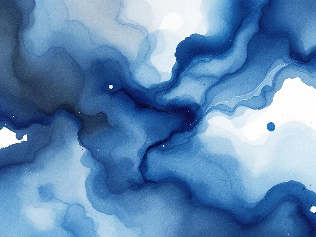 Abstracte aquarel met vloeiende blauwe, witte en grijze tinten in minimalistische stijl voor professionele content