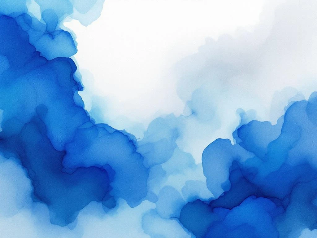 Abstract minimalistische aquarel met vloeiende blauwe, witte, zwarte en grijze tinten in zachte overgangen