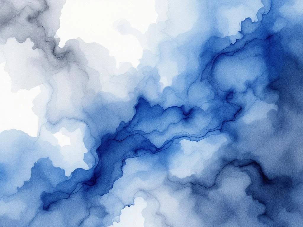 Abstracte aquarel met vloeiende blauwe, witte en grijze tinten voor professionele recruitment content