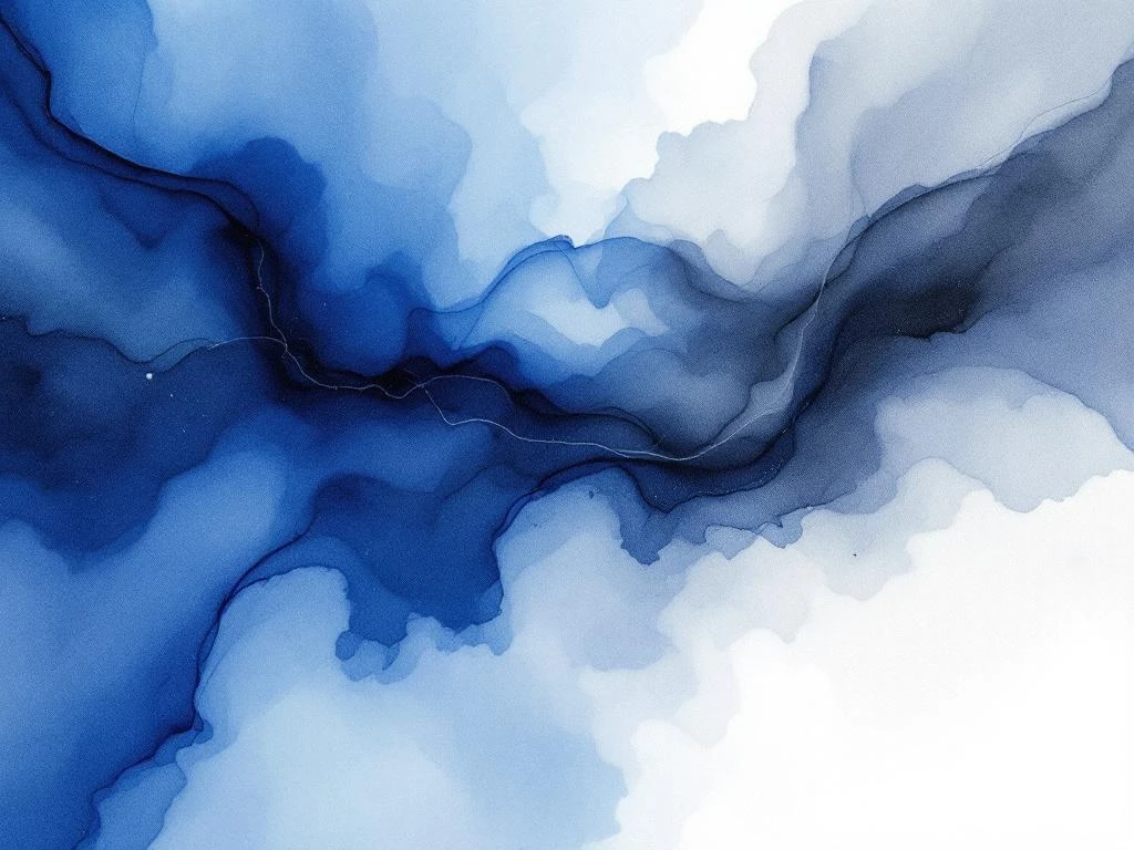 Abstracte aquarel met vloeiende blauwe, witte en grijze tinten voor biotechnologie professionele content